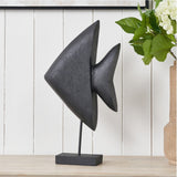 Black Handcarved Mango Altum Angelfish Ornament - 51cm