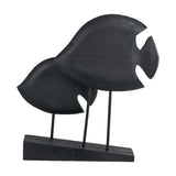 Black Handcarved Mango Double Teardrop Angelfish Ornament - 54cm