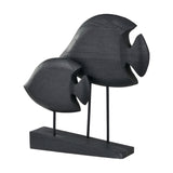 Black Handcarved Mango Double Teardrop Angelfish Ornament - 54cm