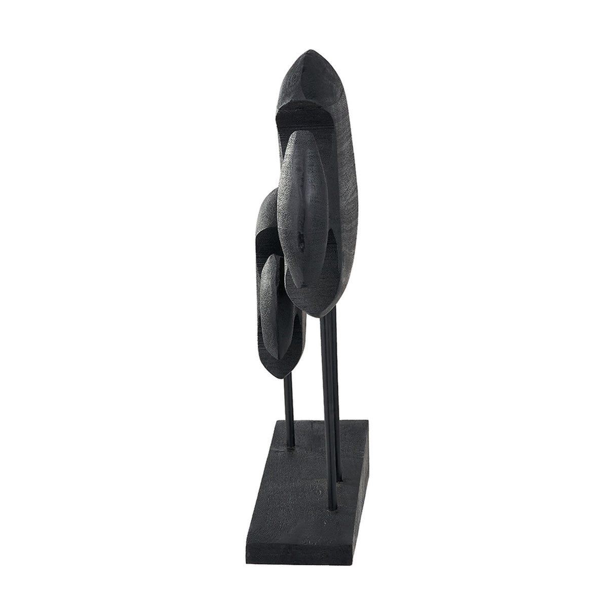 Black Handcarved Mango Double Teardrop Angelfish Ornament - 54cm
