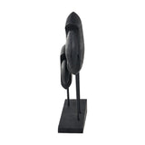 Black Handcarved Mango Double Teardrop Angelfish Ornament - 54cm