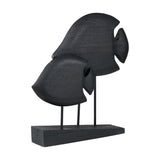Black Handcarved Mango Double Teardrop Angelfish Ornament - 54cm
