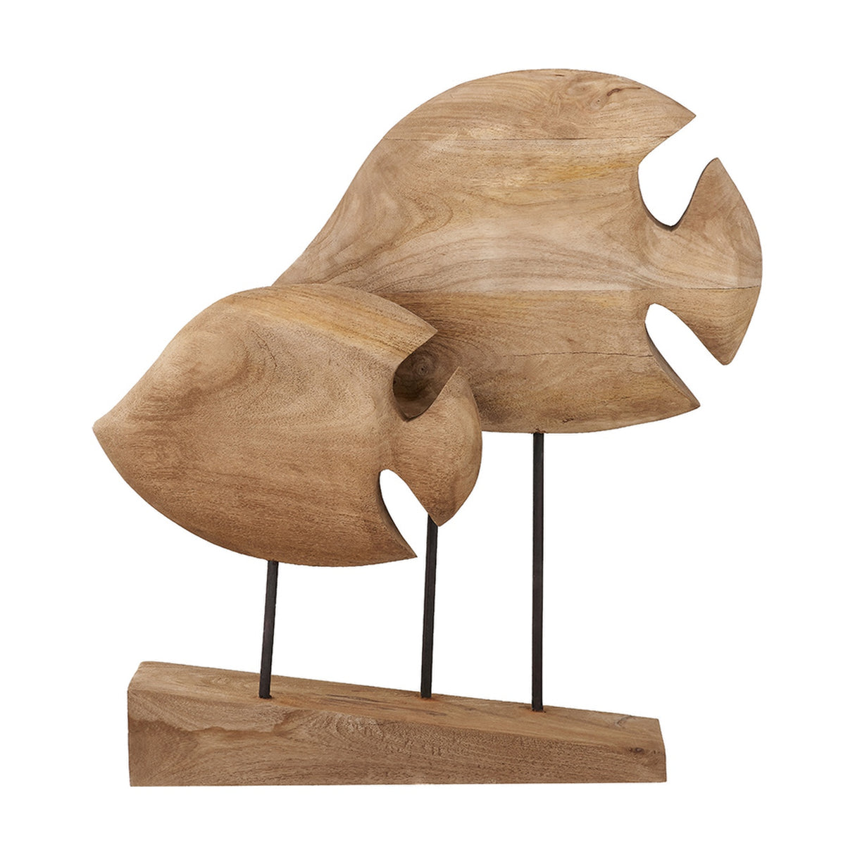 Natural Handcarved Mango Double Teardrop Angelfish Ornament - 54cm