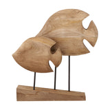 Natural Handcarved Mango Double Teardrop Angelfish Ornament - 54cm