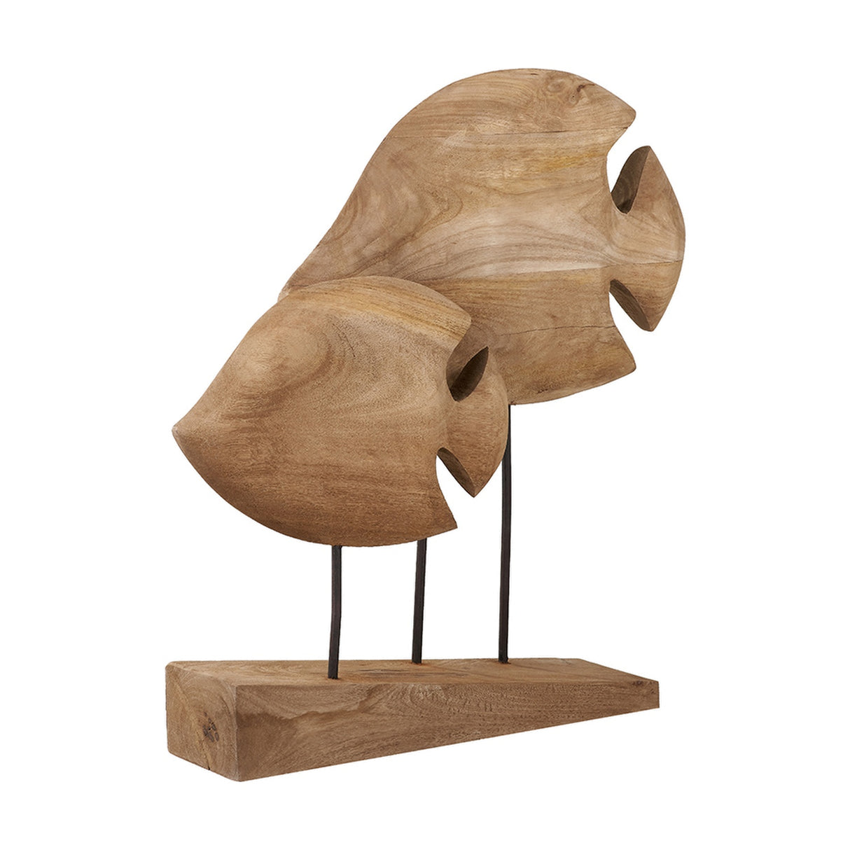 Natural Handcarved Mango Double Teardrop Angelfish Ornament - 54cm