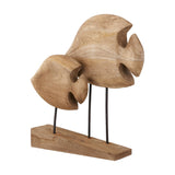 Natural Handcarved Mango Double Teardrop Angelfish Ornament - 54cm