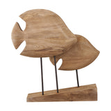 Natural Handcarved Mango Double Teardrop Angelfish Ornament - 54cm