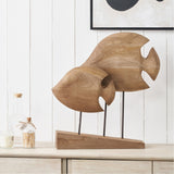 Natural Handcarved Mango Double Teardrop Angelfish Ornament - 54cm