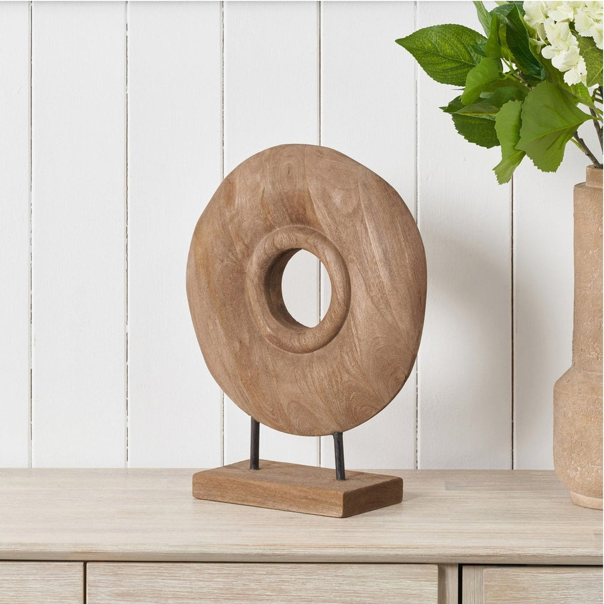 Textured Natural Handcarved Mango Rectangular Ornament - 40cm