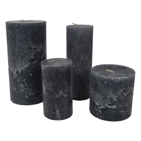 Libra Dark Grey Rustica Pillar Candle - 10x10cm