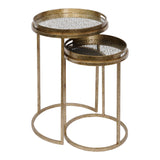 Vienna Set of 2 Diamond Side Tray Tables - Antique Gold