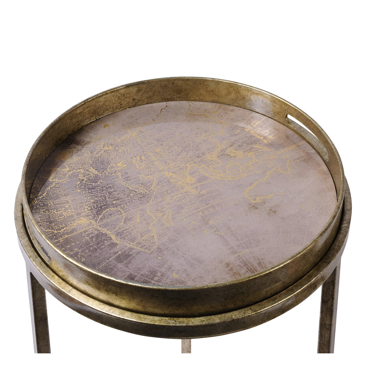 Vienna Set of 3 Atlas Side Tray Tables - Antique Gold