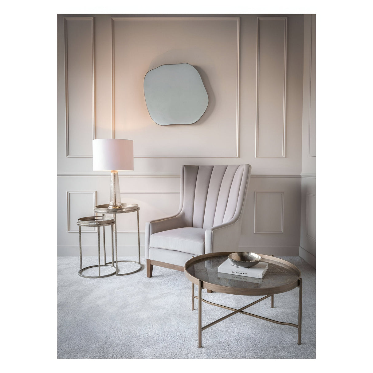 Vienna Set of 3 Atlas Side Tray Tables - Antique Gold