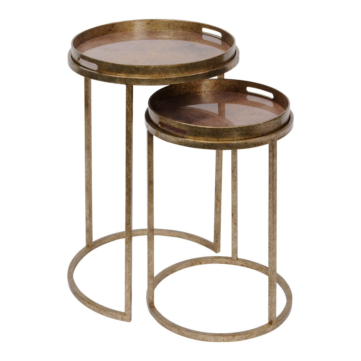 Vienna Set of 3 Atlas Side Tray Tables - Antique Gold