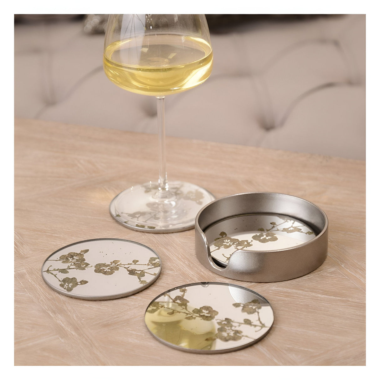 Vienna Set of 4 Blossom Coasters - Antique Gold