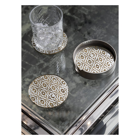 Vienna Set of 4 Diamond Coasters - Antique Gold