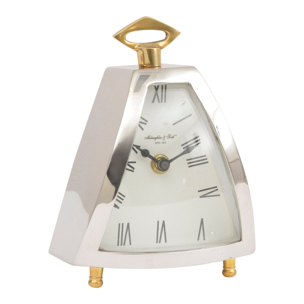Isosceles Curved Front Mantel Clock - Silver