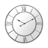 Beaded Mirrored Round Clock - Grey