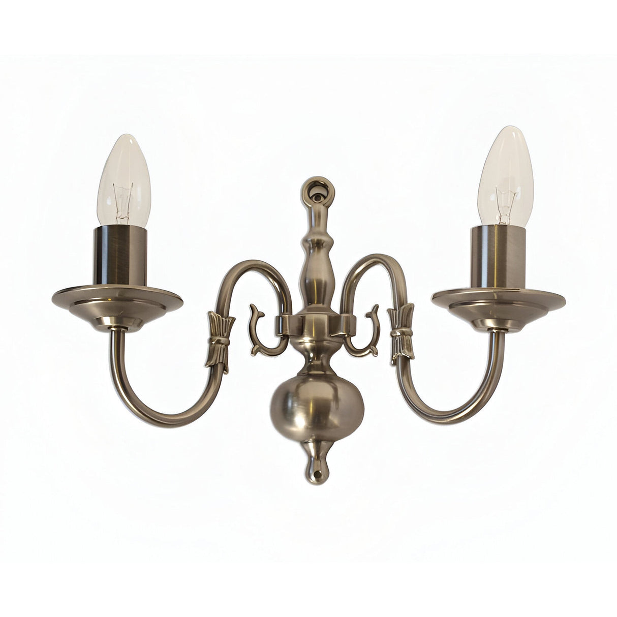 Flessen 2 Light Solid Brass Wall Light - Antique Brass