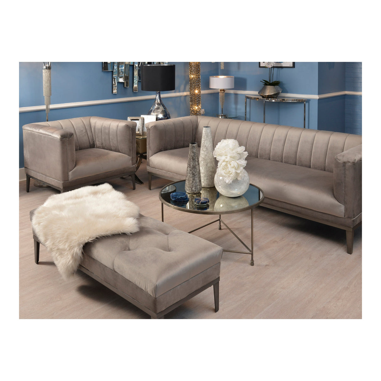 Belgravia 3-Seater Ribbed Sofa - Grey