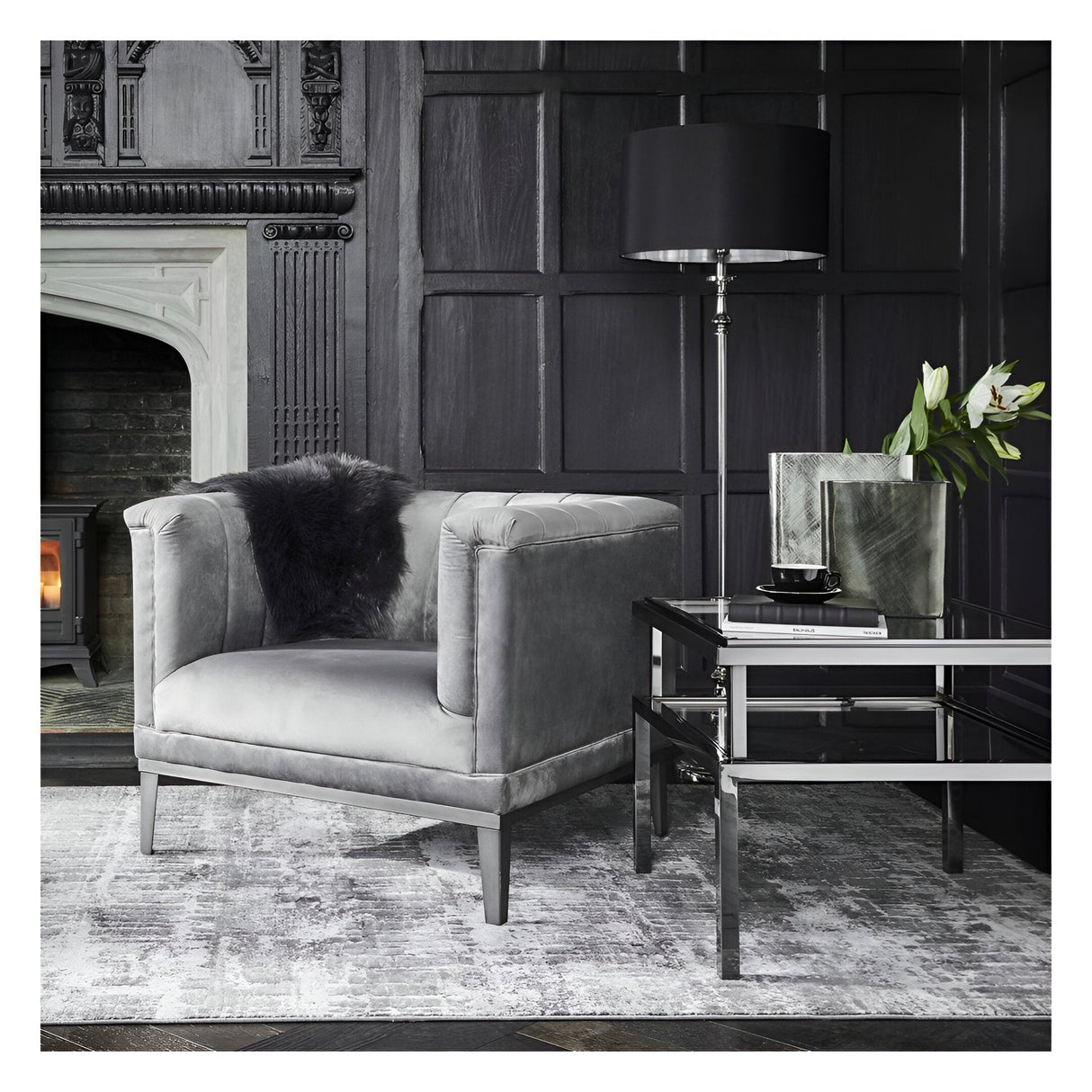 Belgravia Ribbed Occasional Chair - Grey