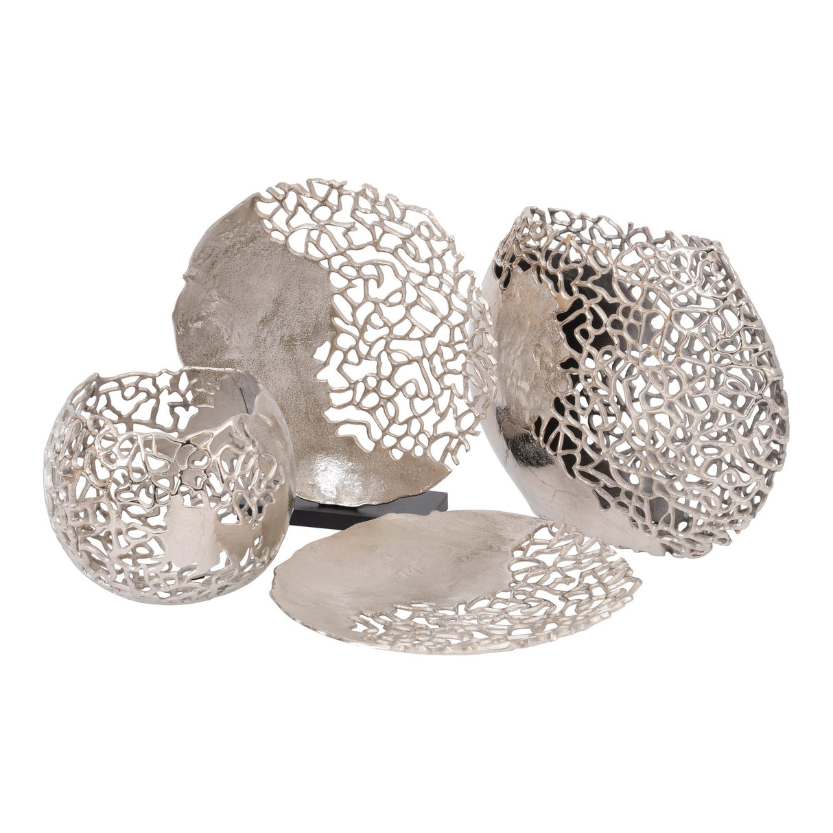 Apo Coral Aluminium Spherical Vase - Silver