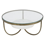Nolita White Marble & Iron Coffee Table - Antique Gold