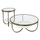 Nolita White Marble & Iron Side Table - Antique Gold