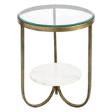 Nolita White Marble & Iron Side Table - Antique Gold
