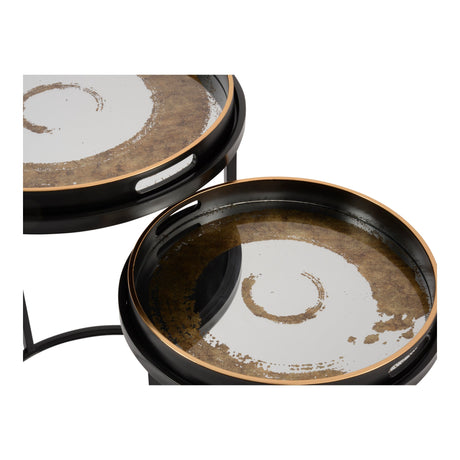 Set of 2 Swirl Nesting Tables - Gold & Black