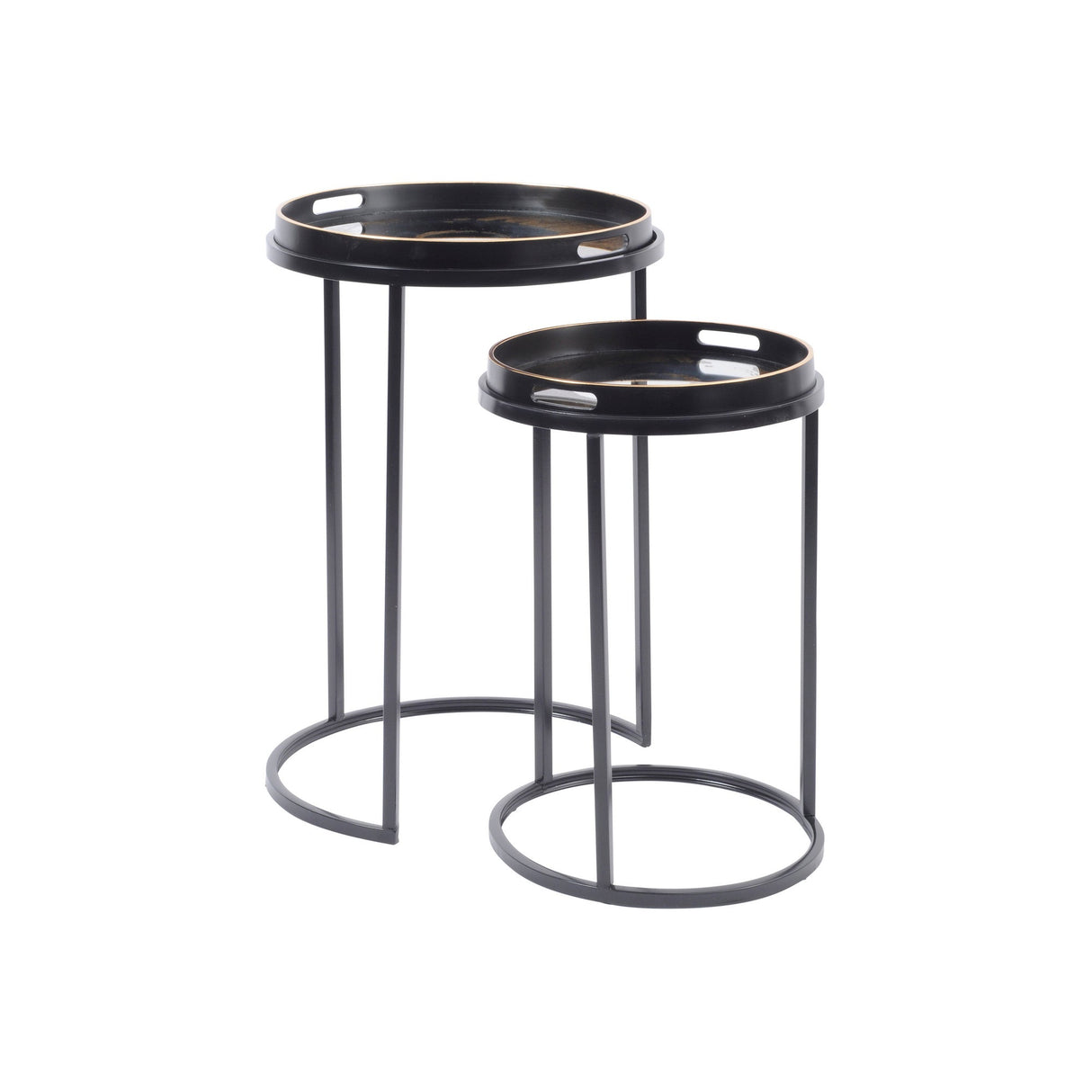 Set of 2 Swirl Nesting Tables - Gold & Black