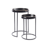 Set of 2 Swirl Nesting Tables - Gold & Black