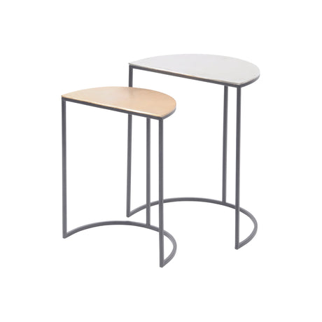 Starburst Set of 2 Semi Circle Side Tables - Gold & Silver