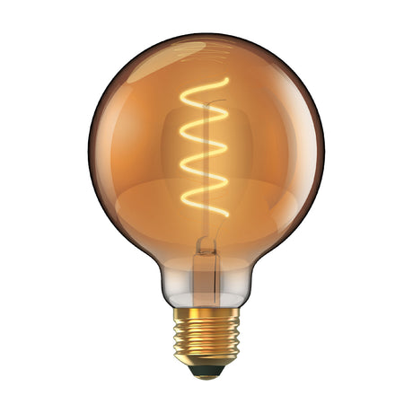 Classic E27 5W Globe Dimmable Bulb 95mm 1800K 280lm - Amber