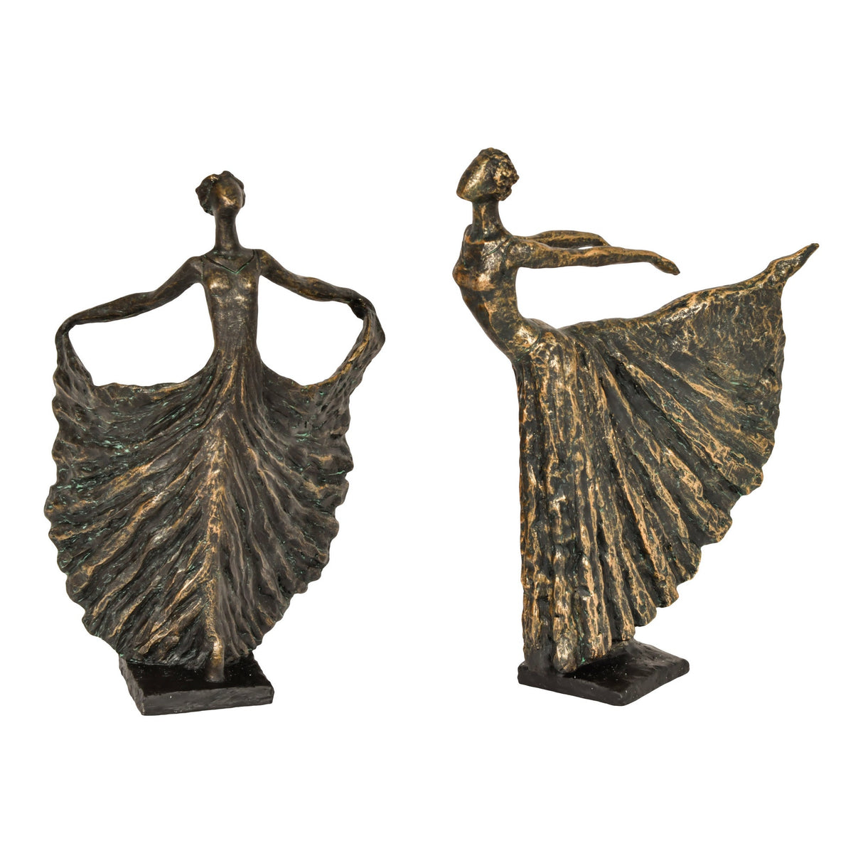 Standing Bronze Resin Lady Dancer Figurine - 32cm