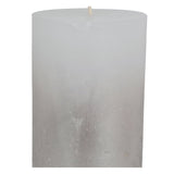 Libra White Pillar Candle With Metallic Silver Ombre Base - 7x19cm