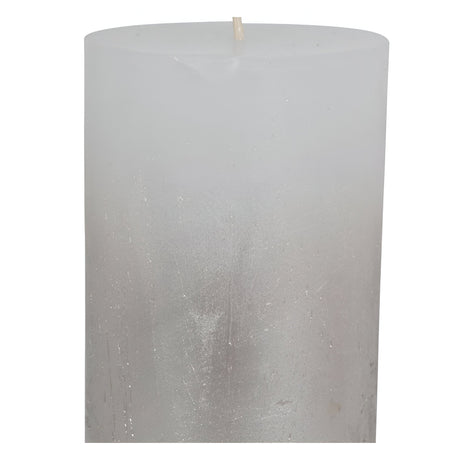 Libra White Pillar Candle With Metallic Silver Ombre Base - 7x19cm