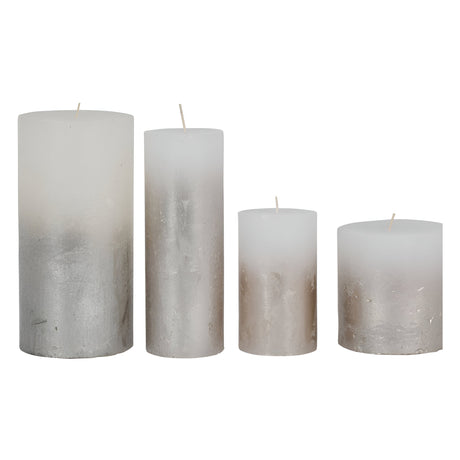 Libra White Pillar Candle With Metallic Silver Ombre Base - 10x10cm