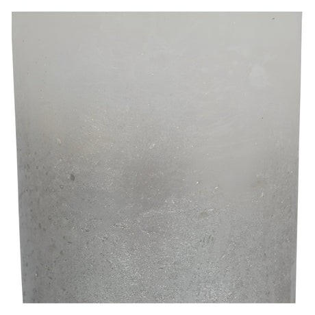 Libra White Pillar Candle With Metallic Silver Ombre Base - 10x20cm