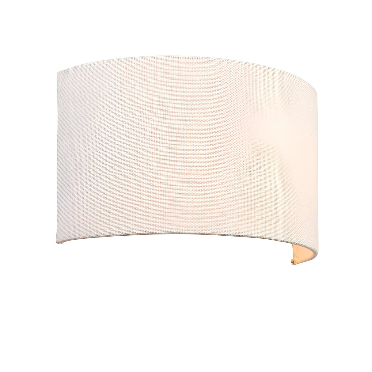 Endon Castmere semi-circular wall light in white linen fabric with steel frame, single E27 fitting, shown against a plain white background.