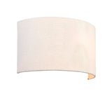 Endon Castmere semi-circular wall light in white linen fabric with steel frame, single E27 fitting, shown against a plain white background.
