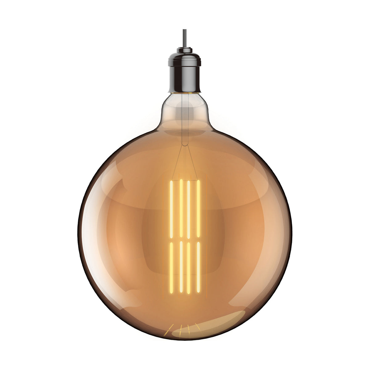 Classic E40 8W Globe Dimmable Bulb 30cm 1800K 630lm in amber, shown upright on a plain white background.