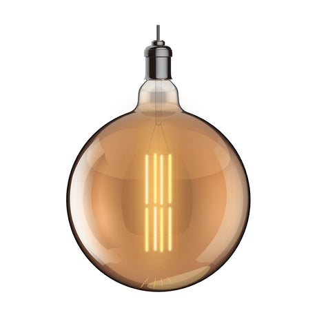 Classic E40 8W Globe Dimmable Bulb 30cm 1800K 630lm in amber, shown upright on a plain white background.