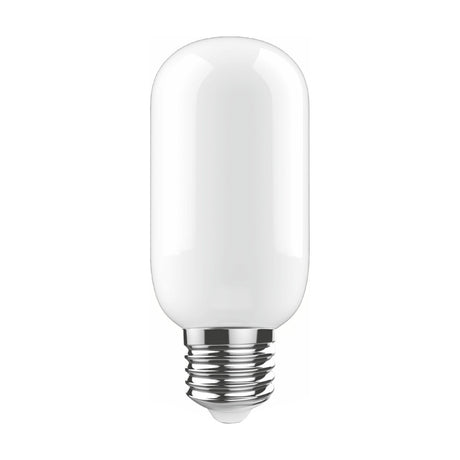 Classic E27 dimmable LED bulb with opal glass tubular shape, 45mm diameter, and chrome-finish screw cap, shown on a plain white background.