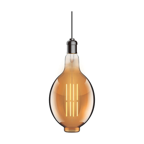 Classic E27 8W Dimmable Bulb 18cm 1800K 630lm in amber, shown upright on a plain white background.