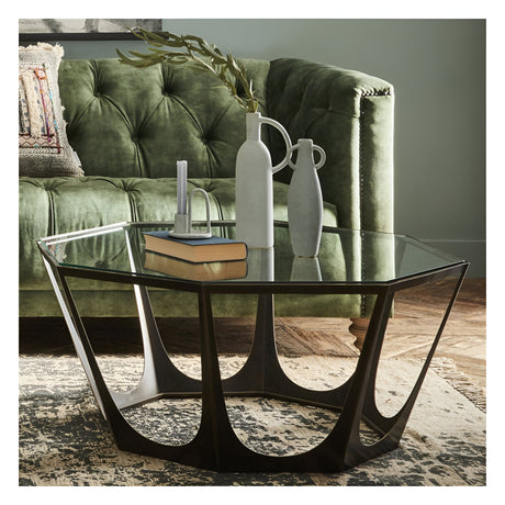 Catalan Coffee Table With Glass Top - Gilded Bronze