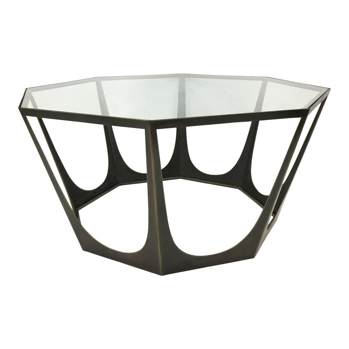 Catalan Coffee Table With Glass Top - Gilded Bronze