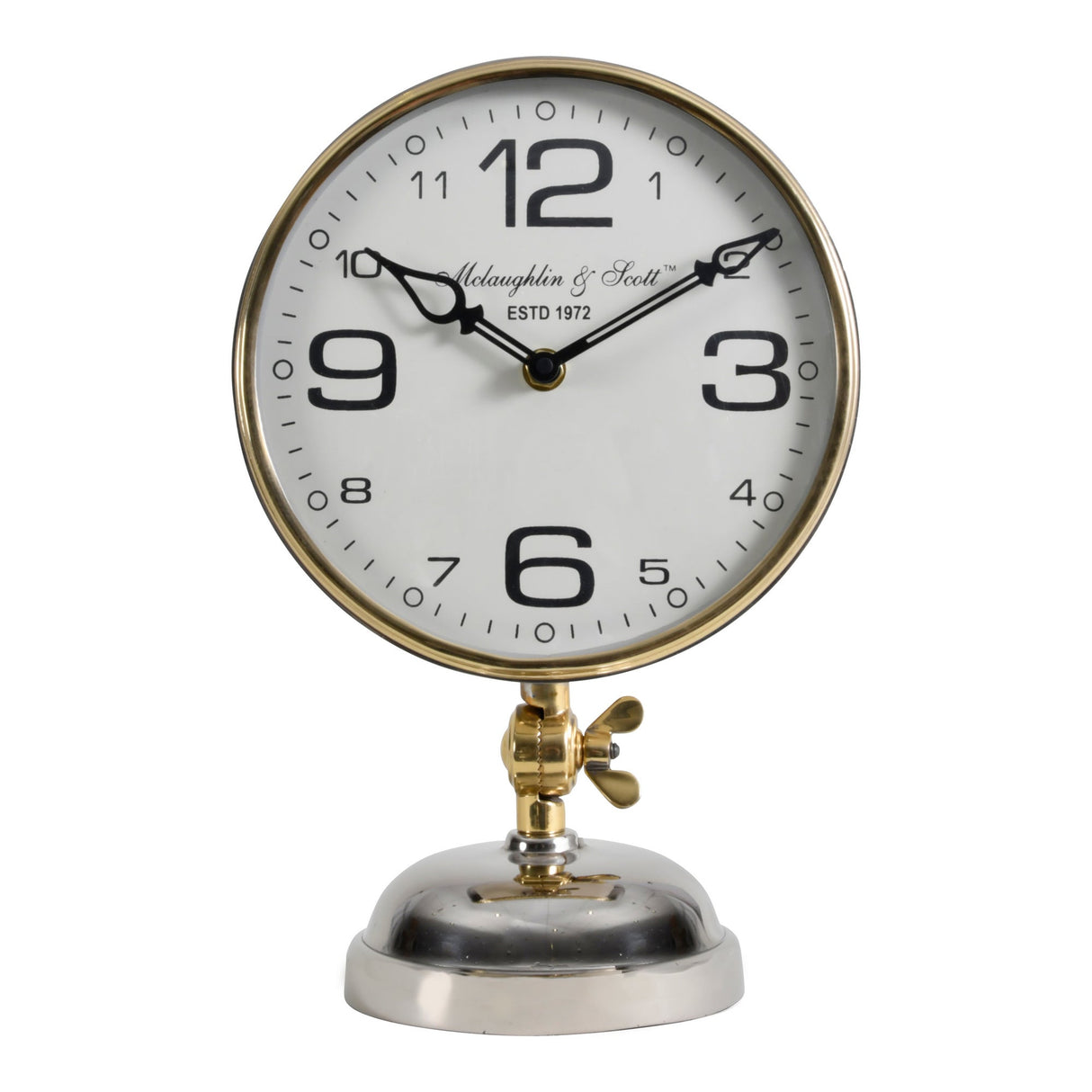 Stollard Mantel Clock With Angle Adjuster - Silver & Gold