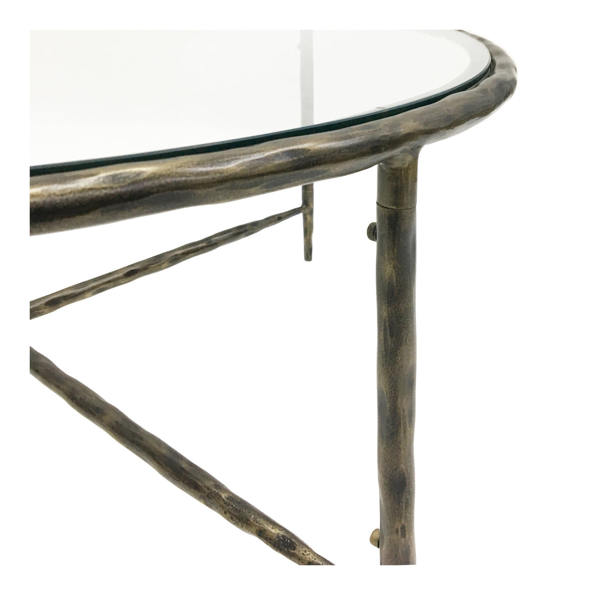 Patterdale Hand Forged Round Coffee Table - Dark Bronze With Glass Top