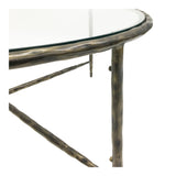 Patterdale Hand Forged Round Coffee Table - Dark Bronze With Glass Top